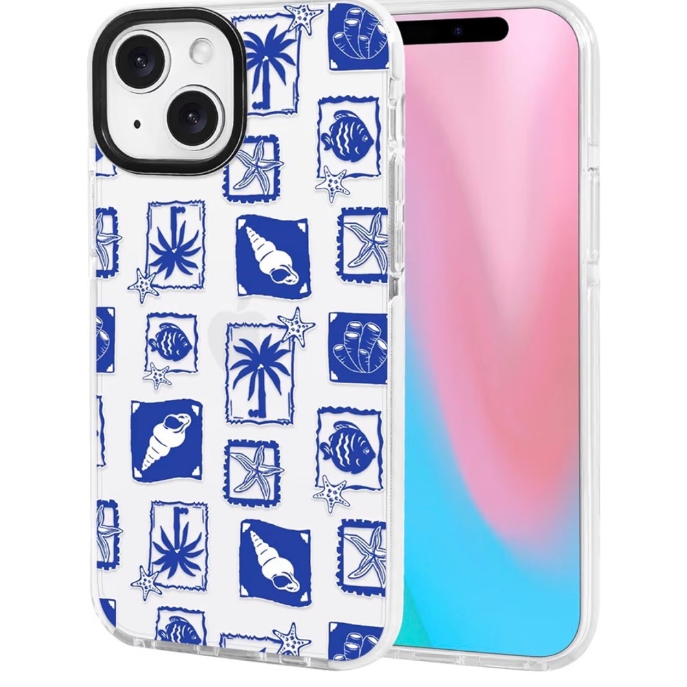 Clear Coastal Seashell Phone Case in Blue